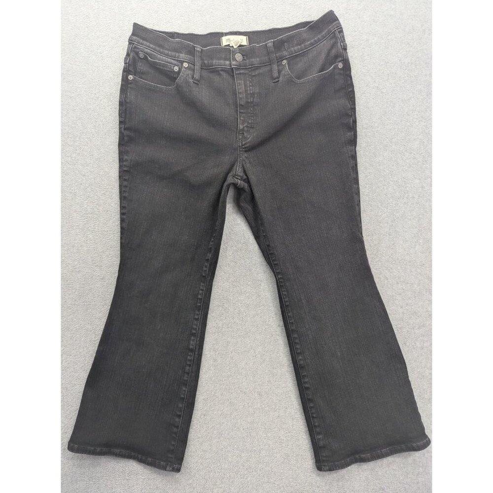 Madewell Mid Rise Kick Out Jeans Womens 33P Gray Charcoal Bootcut Stretch Denim